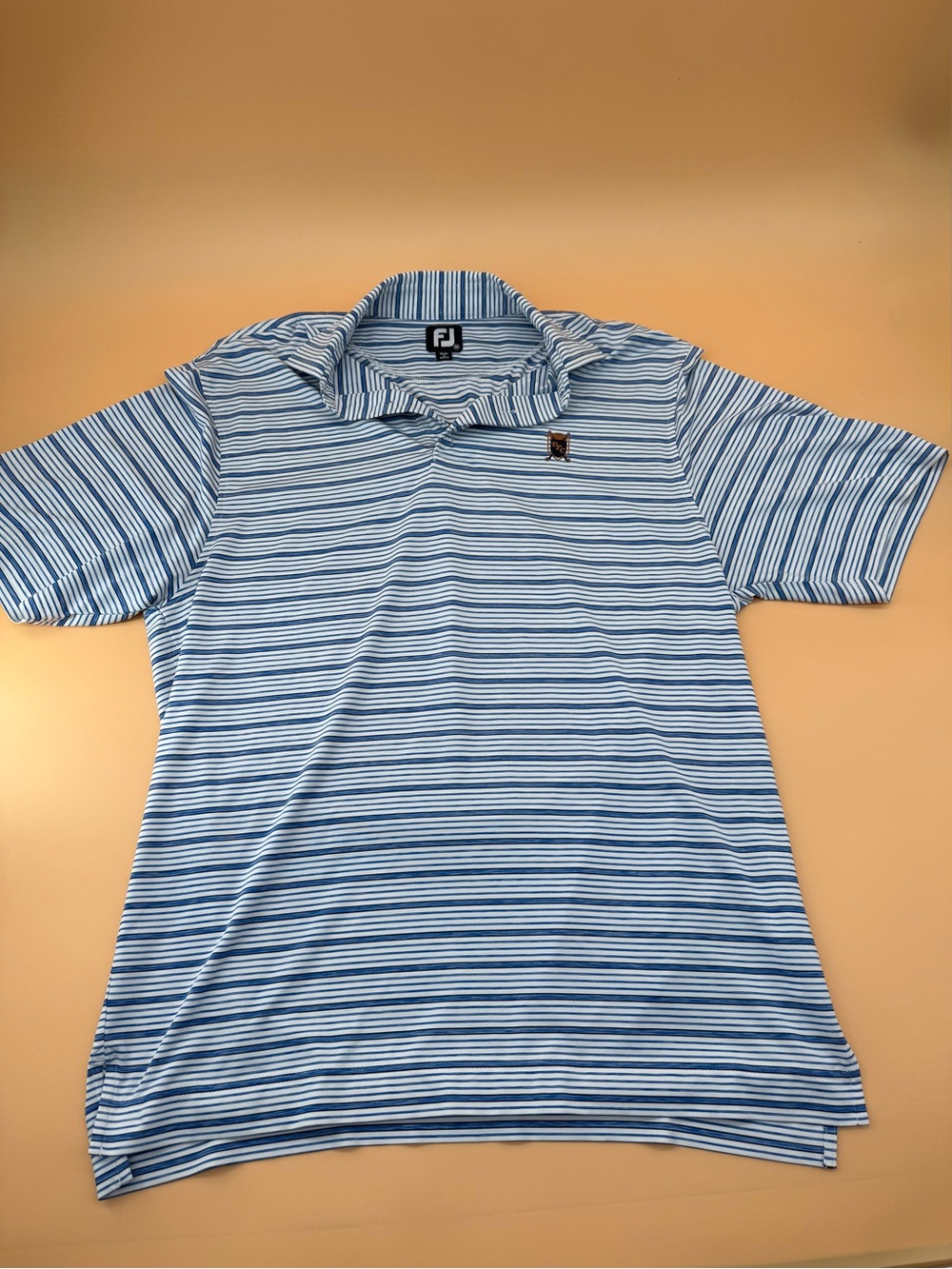 FootJoy Blue & White Striped Performance Golf Polo Comfort to Play